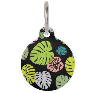 Placa Para Mascotas Hojas tropicales multicolores 2