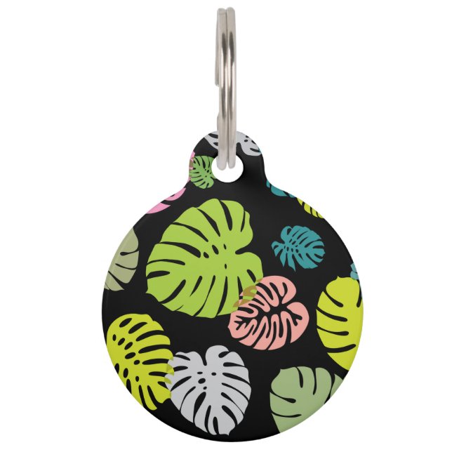 Placa Para Mascotas Hojas tropicales multicolores 2 (Anverso)