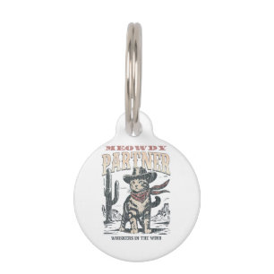 Placa Para Mascotas Hola Socio Gato Vaquero