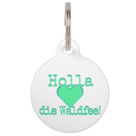 Placa Para Mascotas Holla die Waldfee – Dog Collar Hundehalsband neon
