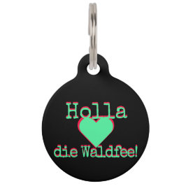 Placa Para Mascotas Holla die Waldfee – Dog Collar Hundehalsband neon