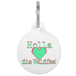 Placa Para Mascotas Holla die Waldfee – Dog Collar Hundehalsband neon