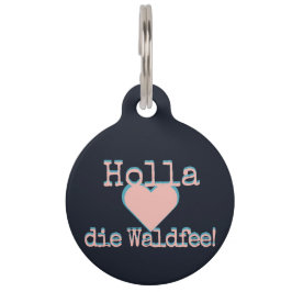 Placa Para Mascotas Holla die Waldfee – Dog Collar Hundehalsband neon