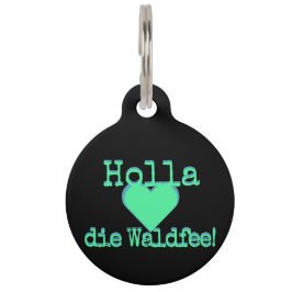 Placa Para Mascotas Holla die Waldfee – Dog Collar Hundehalsband neon