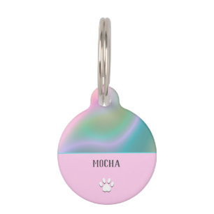 Placa Para Mascotas Holográfico Rosa