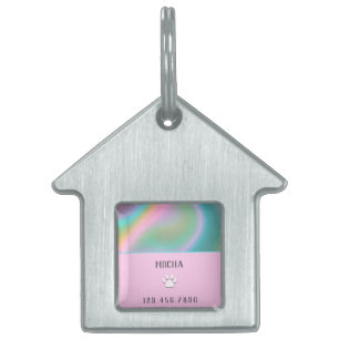 Placa Para Mascotas Holográfico Rosa