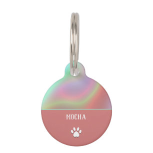 Placa Para Mascotas Holográfico rosa Rosa polvoriento