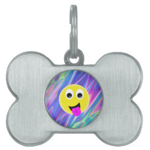 Placa Para Mascotas Holograma de emoji