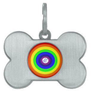 Placa Para Mascotas Hombres gay rodean etiqueta arcoiris con mascota