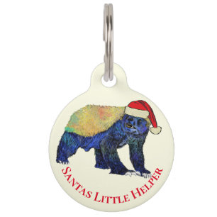 Placa Para Mascotas Honey Badger Funny colorido Festividad Irony Santa