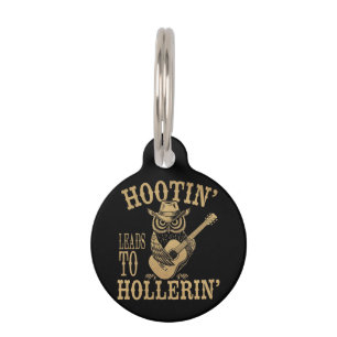Placa Para Mascotas Hootin’ lleva a Hollerin’ - Una lechuza bovina jug