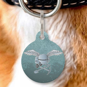 Placa Para Mascotas Hormigonera gris azul