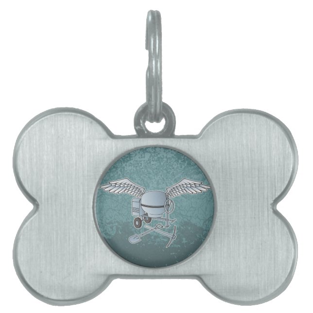 Placa Para Mascotas Hormigonera gris azulado (Frente)
