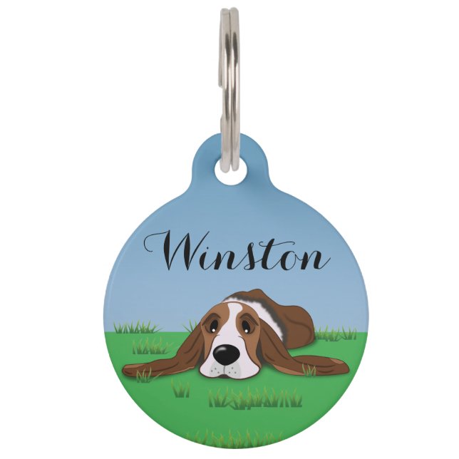 Placa Para Mascotas Hound Basset (Anverso)