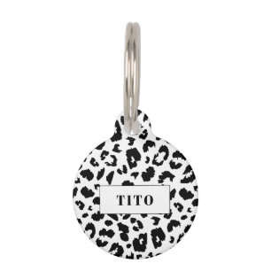 Placa Para Mascotas huella de leopardo de personalizable