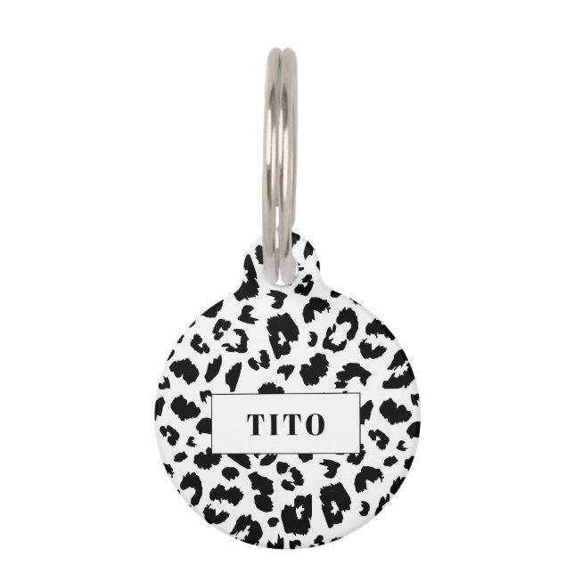 Placa Para Mascotas huella de leopardo de personalizable (Anverso)