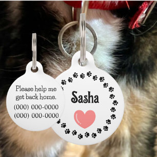 Placa Para Mascotas Huella de papel