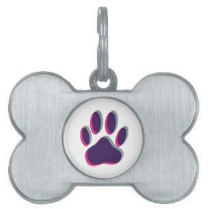 Placa Para Mascotas Huella de pata de perro fuera de foco
