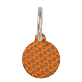 Placa Para Mascotas Huella de pata naranja vívido