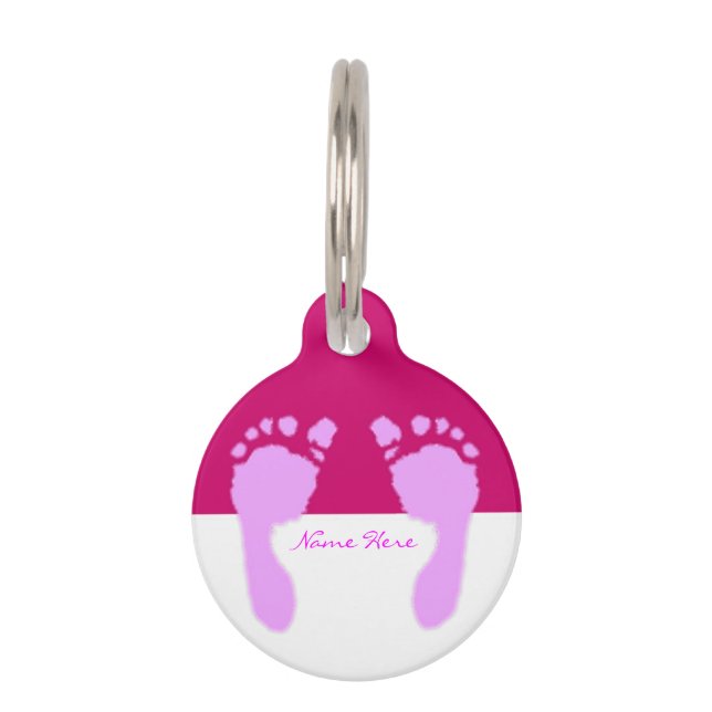 Placa Para Mascotas Huellas de bebé (Chica) (Anverso)