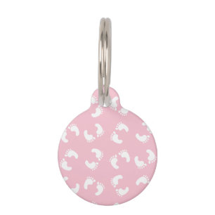 Placa Para Mascotas Huellas de Bebé, Pies de Bebés, Huellas, Niña Rosa