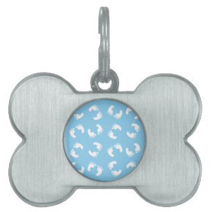 Placa Para Mascotas Huellas para bebés, pies para bebés, pasos, azul, 