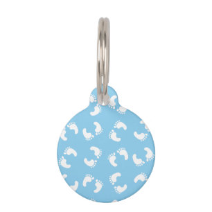 Placa Para Mascotas Huellas para bebés, pies para bebés, pasos, azul, 