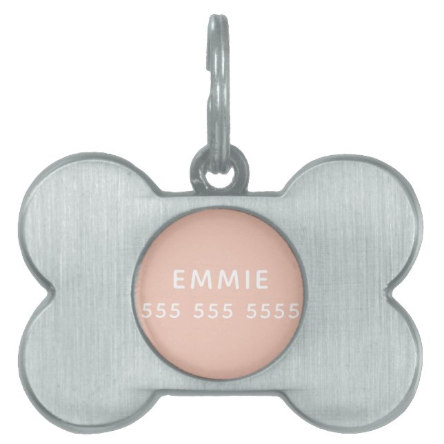 Placa Para Mascotas Hueso de perro personalizado simple y mínimo perso (Frente)