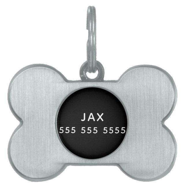 Placa Para Mascotas Hueso de perro personalizado simple y mínimo perso (Frente)