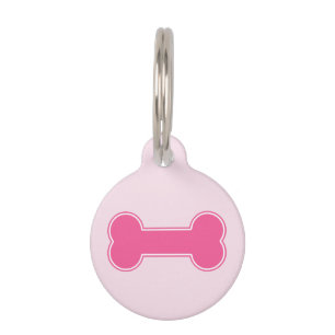 Placa Para Mascotas Hueso de Perro Rosa y Información del Mascota
