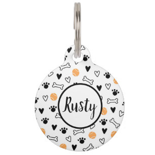 Placa Para Mascotas Huesos, bolas, corazones y patas