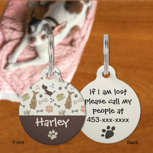 Placa Para Mascotas Huesos y patas de golosinas para perritos