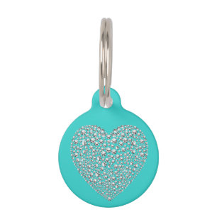 Placa Para Mascotas Huevo de Robin BLue Diamond Heart Dog Cat Mascota 