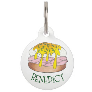 Placa Para Mascotas Huevos personalizados Benedict Breakfast Food Dine