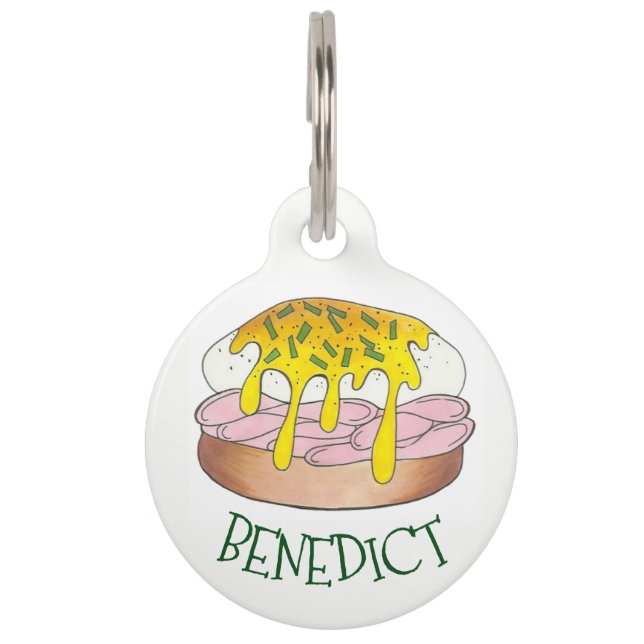 Placa Para Mascotas Huevos personalizados Benedict Breakfast Food Dine (Anverso)