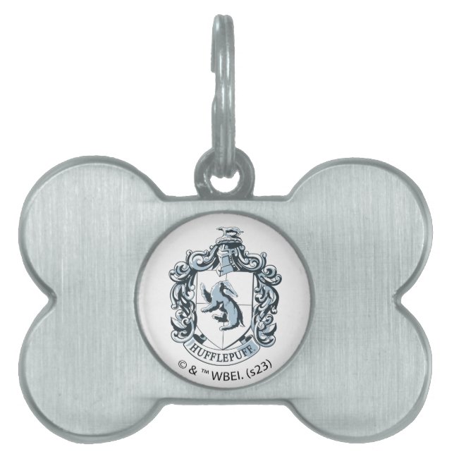 Placa Para Mascotas Hufflepuff Escudo Azul (Frente)