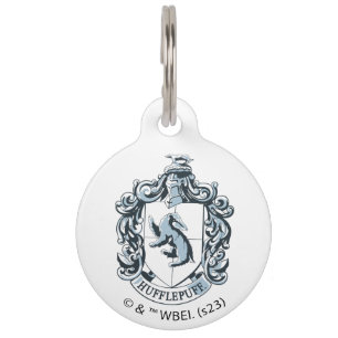Placa Para Mascotas Hufflepuff Escudo Azul