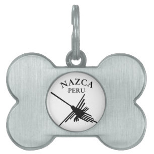 Placa Para Mascotas Hummingbird Nazca Peru con texto curvo