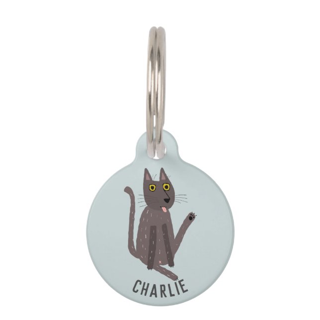 Placa Para Mascotas Humor gato gracioso (Anverso)
