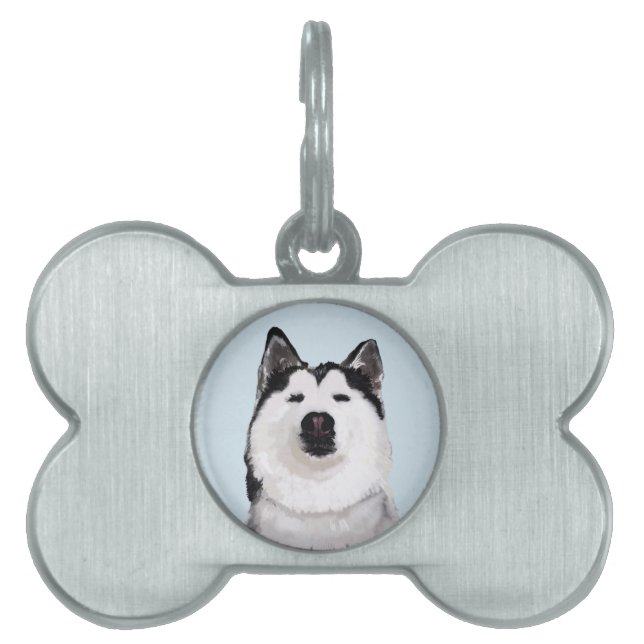 Placa Para Mascotas Husky dog Bone Pet Tag (Frente)