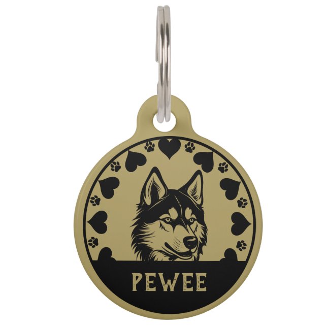 Placa Para Mascotas Husky Dog Mascota Dueño (Anverso)