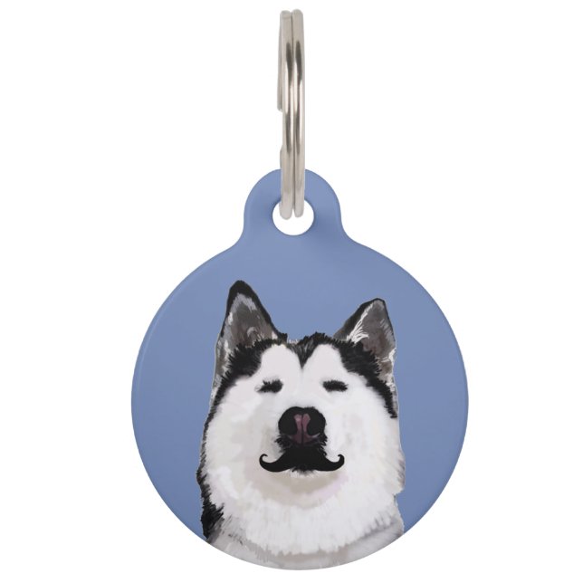Placa Para Mascotas Husky dog Mustache Pet Tag (Anverso)