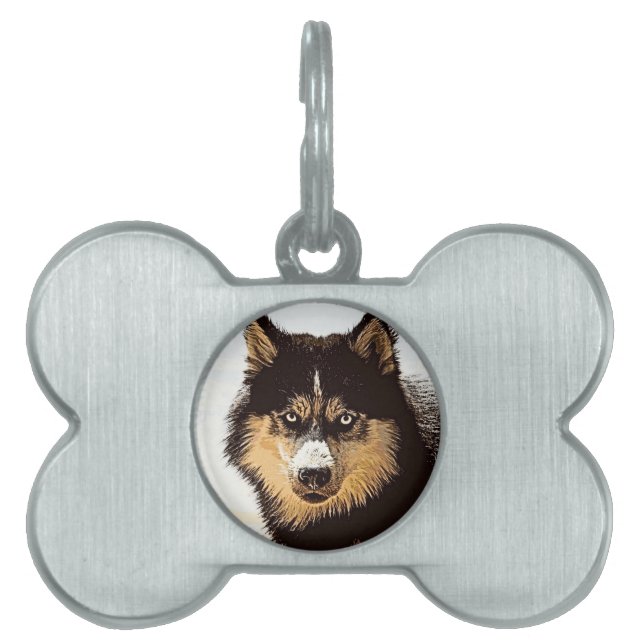 Placa Para Mascotas Husky siberiano (Frente)