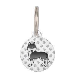 Placa Para Mascotas Husky Siberiano Blanco Y Negro Perro De Dibujos An