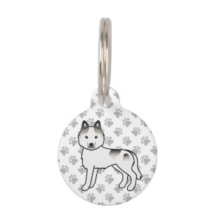 Placa Para Mascotas Husky Siberiano Piebald Gris Perro de Dibujos Anim