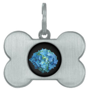 Placa Para Mascotas Hydrangea azul