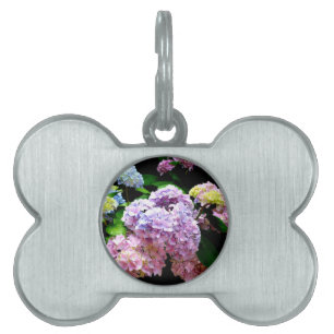Placa Para Mascotas Hydrangea garden, rosa, azul, violeta floral