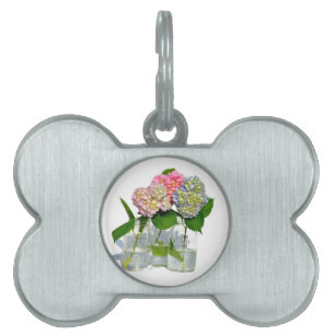 Placa Para Mascotas Hydrangeas y Mason jar