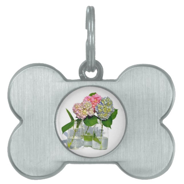 Placa Para Mascotas Hydrangeas y Mason jar (Frente)