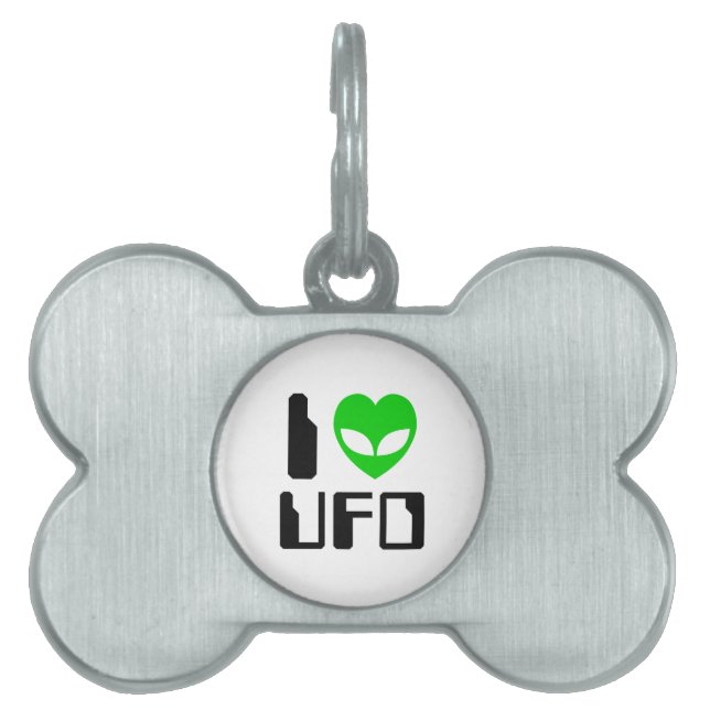Placa Para Mascotas I Alien Heart UFO (Frente)